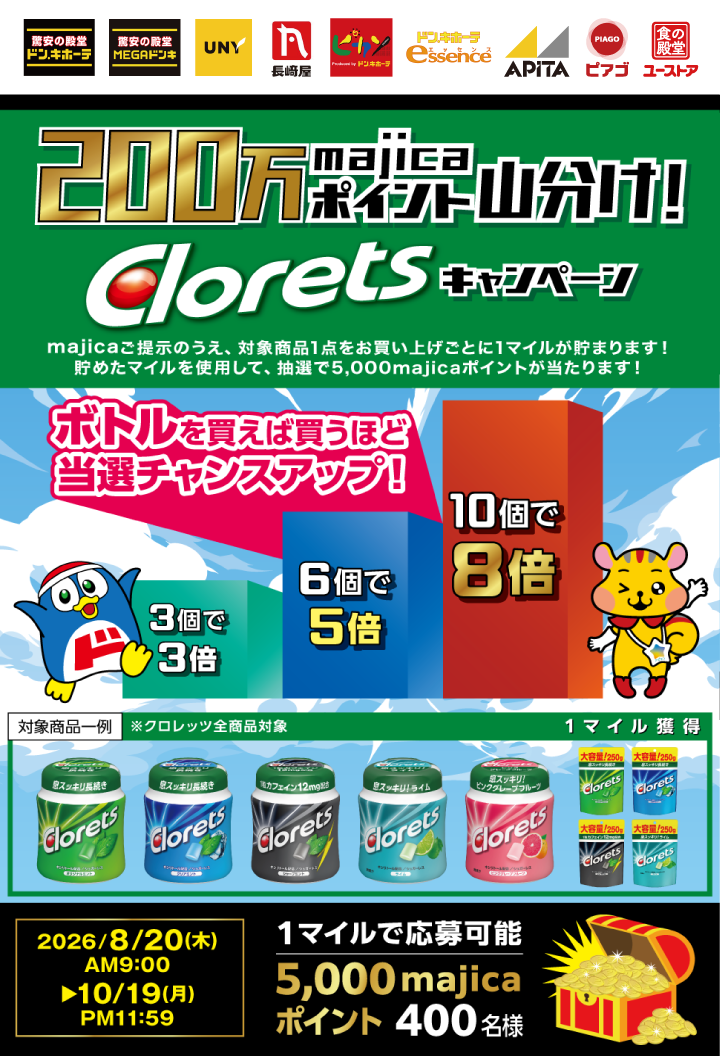 200万majicaポイント山分け！クロレッツキャンペーン