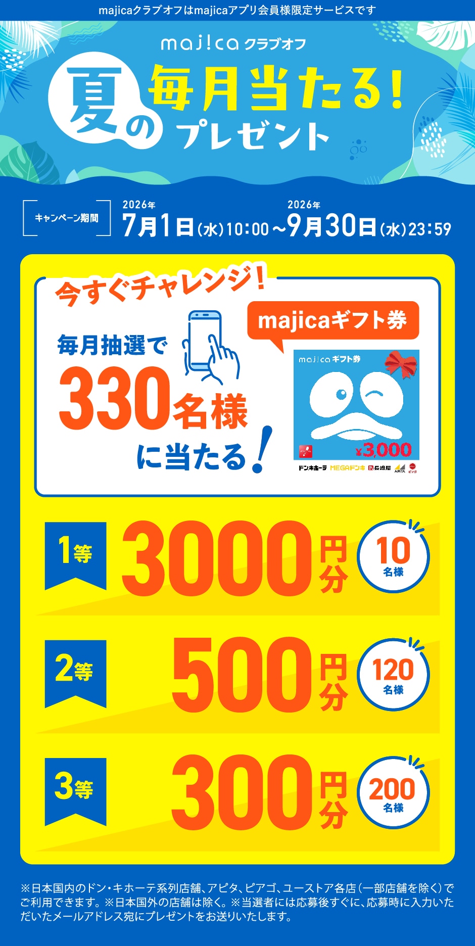 majicaクラブオフ春の毎月当たる！キャンペーン
