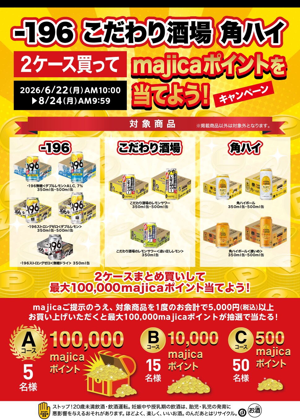 -196 こだわり酒場 角ハイ 2ケース買ってmajicaポイントを当てよう!キャンペーン