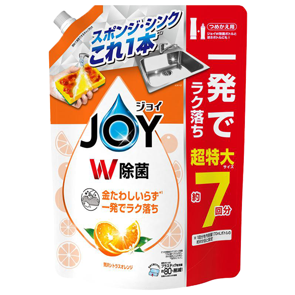 P&G ジョイ 時短すすぎ+強力洗浄 オレンジの香り つめかえ用 910ml