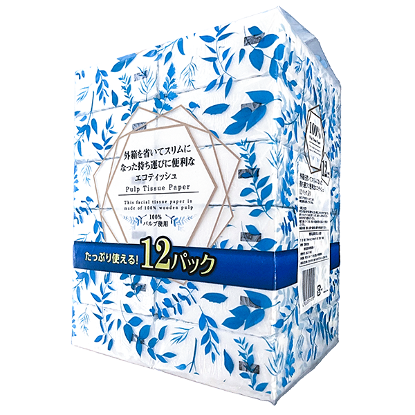 花岡 外箱を省いたエコティシュ12個パック(160組×12個入)